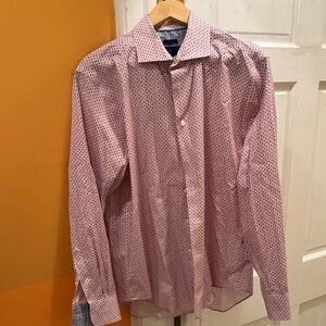 Egara Pink Casual Button Down Shirt with Subtle Pattern